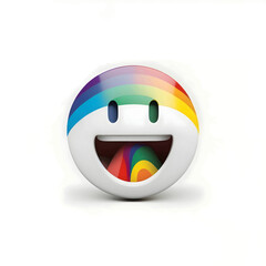 Logo concept, a smiling ball with a rainbow flag on a white background.