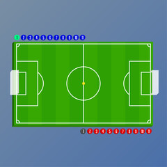 Football / Soccer Field Tactic Board with Ball and Players, 3D Style Vector Graphic