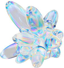 Chromatic dispersion abstract glass shape isolated on transparent background - 3D rendering
