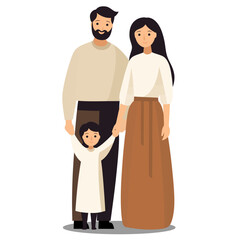 A Heterosexual Traditional Family - A Vector Image Isolated on White Background