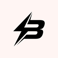 letter B and lightning logo design inspiration