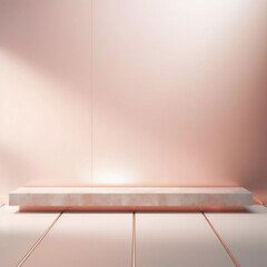 Abstract luxury background, Minimalistic rose gold architectural background and podium, modern design for poster, cover, branding, product showcase, AI generated.