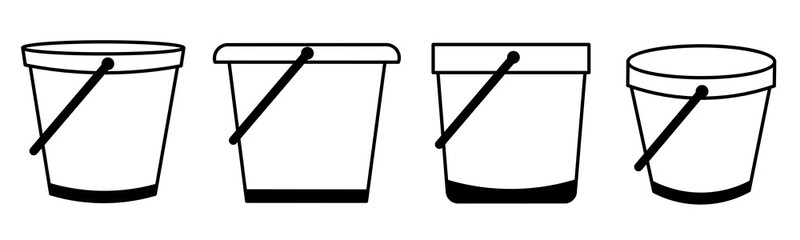 Bucket icon. Bucket thin line icon collection. Stock vector.
