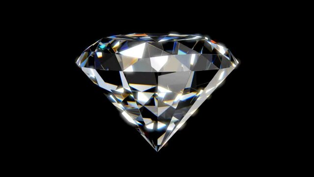 diamond close up isolated on black background Beautiful large crystal clear shining round cut diamonds Seamless loop 4k cg 3D