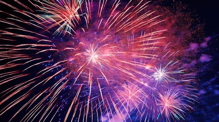 Fototapeta premium Colorful fireworks in the night sky. Generative AI.