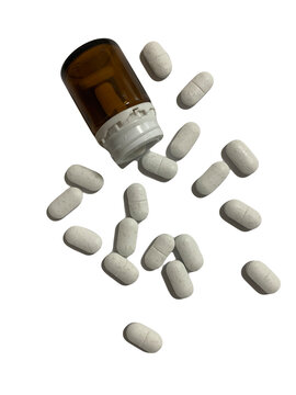 pills and bottle, commercial photo, transparent png