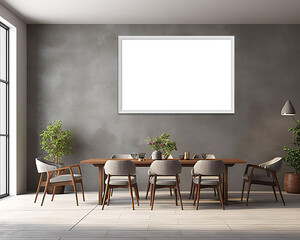 AI-Generated, Green Dining Area Wall Art Mockup, with Blank Frame, Designed for Showing Off Prints and Posters