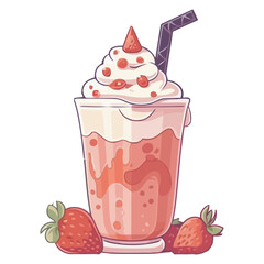 Fresh strawberry dessert, sweet milkshake, organic snack