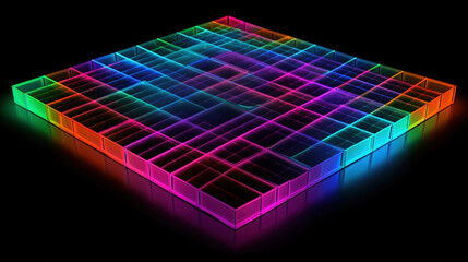 Neon grid, rainbow colors