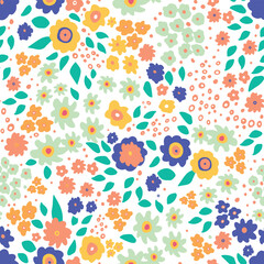 Spring Floral. Decorative vector seamless pattern. Repeating background. Tileable wallpaper print.

