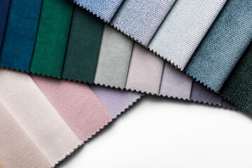 a variety of fabrics with a color palette