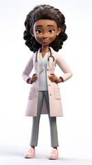 Black woman doctor. Therapist cartoon character.