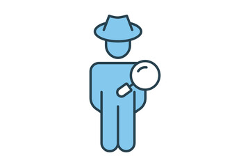 Fraud Detection icon. detector, people and Magnifying glass. Flat line icon style design. Simple vector design editable