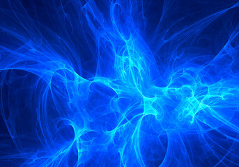 Abstract blue plasma or smoke fractal art background.