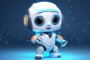 Cute robot background with copy space. AI generative.