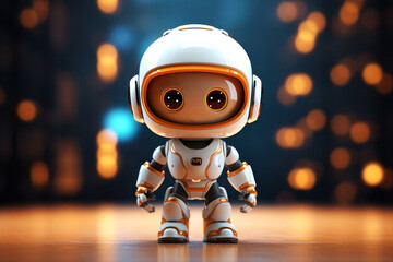 Little cute robot, background with copy space. AI generative.