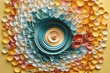 A paper flower made of many different colors of paper. Generative AI.