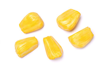 Jackfruit isolated on white background, top view, flat lay.
