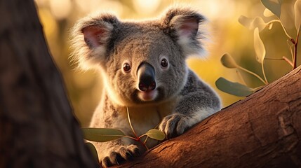 Obraz premium Enchanting Closeup of a Koala in Morning Glow - Generative ai