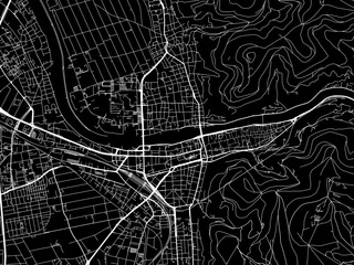 Vector road map of the city of  Heidelberg in Germany on a black background.