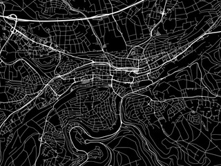 Vector road map of the city of  Pforzheim in Germany on a black background.