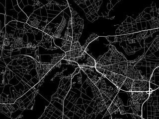 Vector road map of the city of  Potsdam in Germany on a black background.