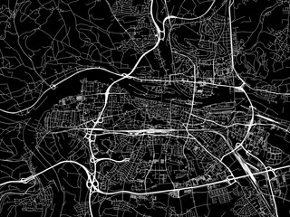 Vector road map of the city of  Regensburg in Germany on a black background. - obrazy, fototapety, plakaty