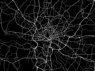 Vector road map of the city of  Hamburg Metropole in Germany on a black background.