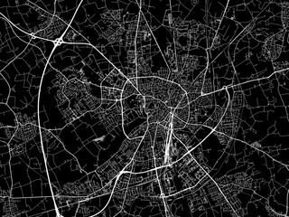 Vector road map of the city of  Munster in Germany on a black background.