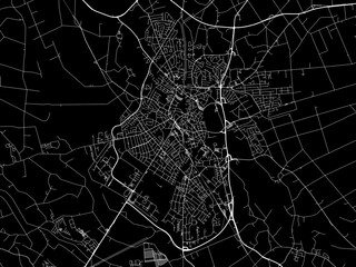 Vector road map of the city of  Nordhorn in Germany on a black background.