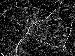 Vector road map of the city of  Bielefeld in Germany on a black background.