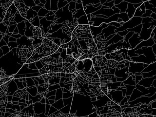 Vector road map of the city of  Bergisch Gladbach in Germany on a black background.