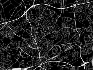 Fototapeta premium Vector road map of the city of Bottrop in Germany on a black background.