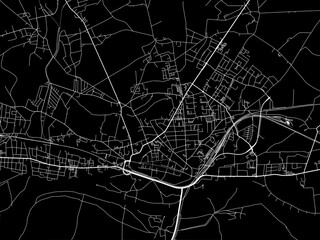 Vector road map of the city of  Wittenberg in Germany on a black background.