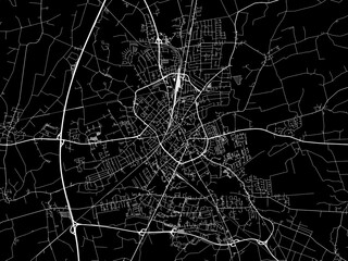 Vector road map of the city of  Neumunster in Germany on a black background.