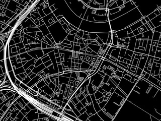 Vector road map of the city of  Dresden Zentrum in Germany on a black background.