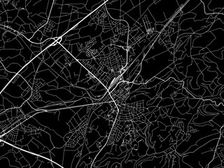Vector road map of the city of  Homburg in Germany on a black background.