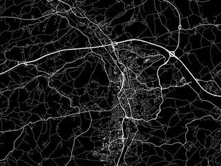Vector road map of the city of  Gera in Germany on a black background.