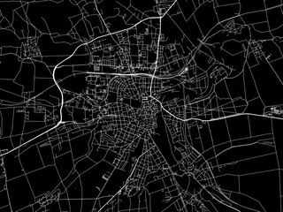 Vector road map of the city of  Weimar in Germany on a black background.