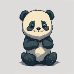 cute cartoon little panda sitting isolated on white background