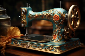 Vintage Sewing Machine. Generative AI