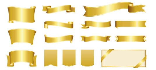 gold ribbon banner design material
