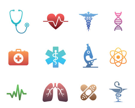 Set of colorful medical icons