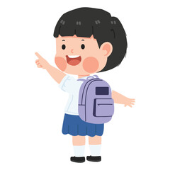 Cute girl student point cartoon