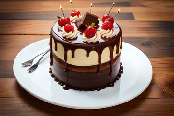 chocolate cake with cherries