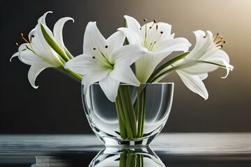 white flower in glass vase on table AI Generated