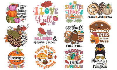 Fototapeta premium Retro Fall T-Shirt Design Bundle
