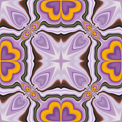 Violet Floral Seamless Repeating Pattern with Hearts