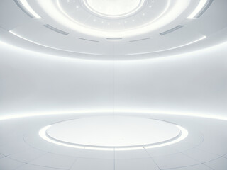 Obraz premium empty white big open industrial hall 3d render illustration