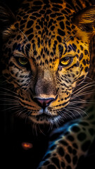 Fototapeta na wymiar Portrait de léopard - Générative IA